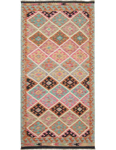 Kilim 103x202 Cm Kilim Afghanistan, Hand-carded Wool warp: