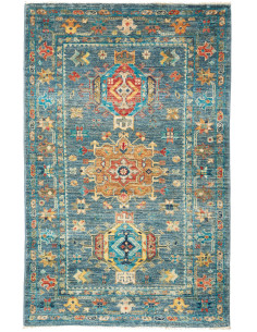 Tappeto Tribal Pakistan 79x124 Blu Petrolio Rug