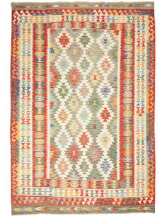 Kilim 205x290 Cm Kilim Afghano. Lana Cardata A Mano ordito:
