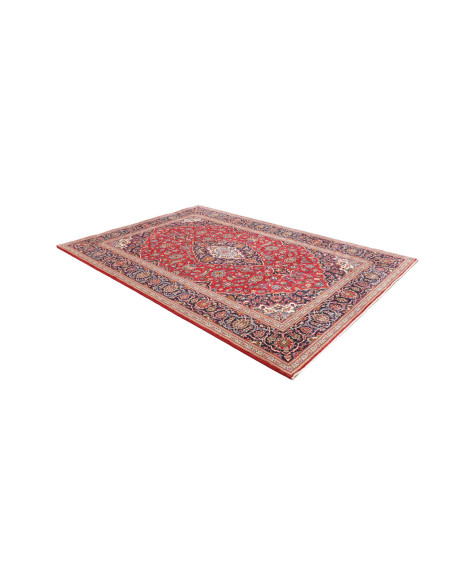 Original Persian Ardakan rug, red field, blue medallion. Hand-carded wool, hand-knotted. Classic floral elegance.