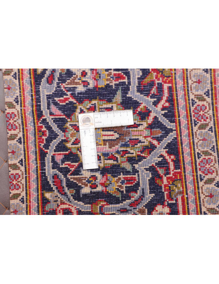 Original Persian Ardakan rug, red field, blue medallion. Hand-carded wool, hand-knotted. Classic floral elegance.