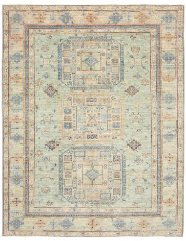 Rug Kazak Fine Pakistan 196x252 Aquamarine Beig