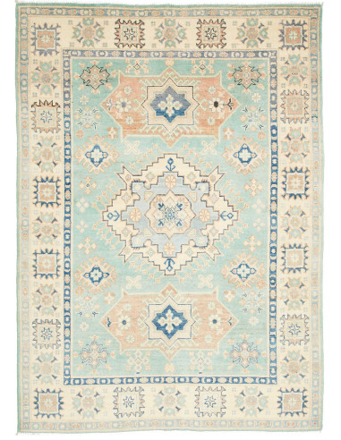 Rug Kazak Co 147x206 Aqua Blue Cream