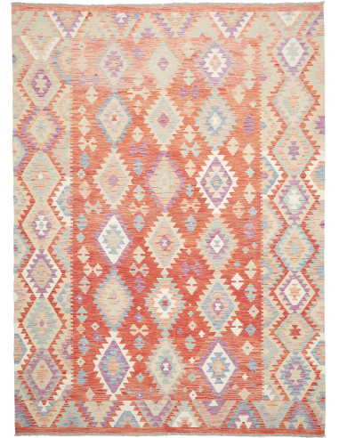 Rug Killim 209x290 Terracotta Dusty Blue