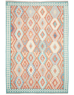 Tappeto Kilim Afghanistan 203x302 Corallo Acqua