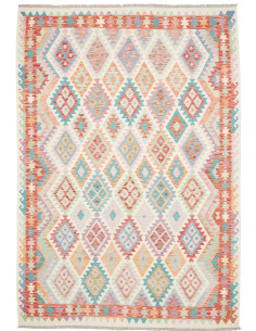 Rug Kilim Afghanistan 211x301 Cream Turquoise