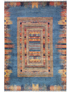 Rug Siva Pakistan 206x295 Ocean Blue Orange Red