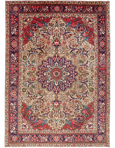 Rug Tabriz Persia maroon grey 210x295