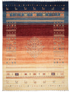 Tappeto Siva Pakistan 270x362 Blu Notte Bordeau