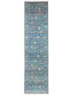 Rug Rubin Pakistan 78x302 Teal Blue Ochre Rust