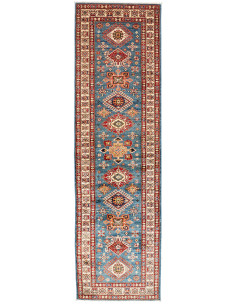 Rug Kazak Fine Pakistan 86x306 Teal Blue Terrac