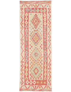 Rug Kilim Afghanistan 65x189 Cream Coral Red Sk