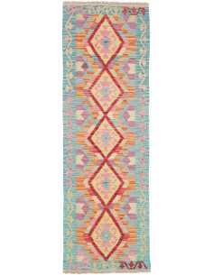 Tappeto Kilim Afghanistan 61x194 Azzurro Rosa A
