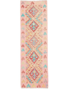 Tappeto Kilim Afghanistan 62x198 Rosa Rosso Tur