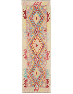 Rug Kilim Afghanistan 61x197 Cream Coral Red Li