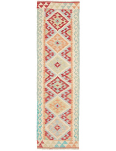 Rug Kilim Afghanistan 55x193 Cream Red Blue Ora
