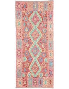 Rug Kilim Afghanistan 81x190 Pink Red Light Blu