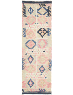 Tappeto Kilim Afghanistan 62x193 Beige Rosa Blu