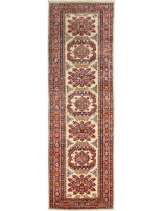 Tappeto Kazak Fine Pakistan 78x267 Crema Rosso