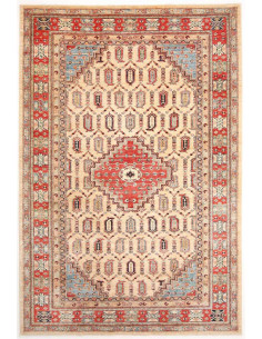 Tappeto Kazak Fine Pakistan 206x299 Crema Rosso