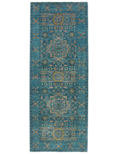 Tappeto Mamlouk Pakistan 79x208 Blu Petrolio Or