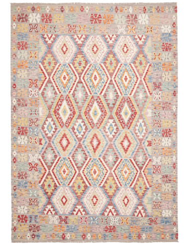Rug Kilim Afghanistan 198x296 Grey Beige Red Bl