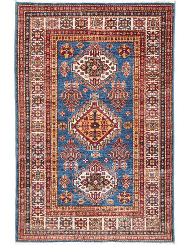 Rug Kazak Fine Pakistan 101x149 Blue Red Orange
