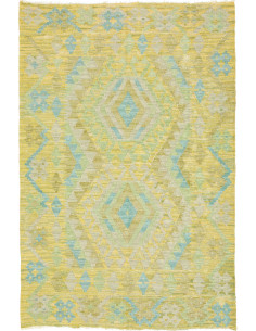Tappeto Kilim Afghanistan 101x150 Giallo Verde