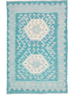 Tappeto Kilim Afghanistan 100x152 Celeste Acqua