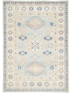 Tappeto Kazak Afghanistan 129x179 Azzurro Crema