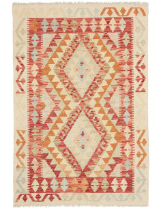 Tappeto Kilim Afghanistan 86x127 Crema Rosso Te