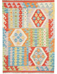 Rug Kilim Afghanistan 89x123 Sky Blue Orange Re