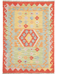 Tappeto Kilim Afghanistan 90x128 Giallo Arancio