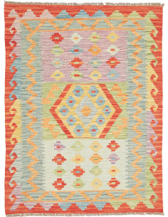 Rug Kilim Afghanistan 93x125 Red Orange Light B