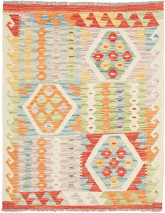 Rug Kilim Afghanistan 92x116 Cream Multicolored