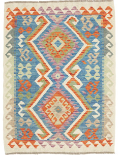 Rug Kilim Afghanistan 87x115 Blue Orange Cream
