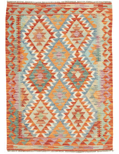 Rug Kilim Afghanistan 85x119 Orange Blue Teal B