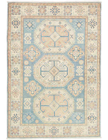 Tappeto Kazak Afghanistan 102x153 Blu Chiaro Az