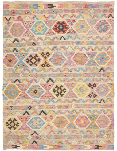 Rug Kilim Afghanistan 168x232 Beige Cream Pink