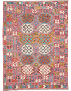 Tappeto Kilim Afghanistan 184x251 Rosa Rosso Tu