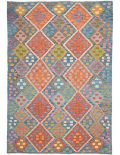 Rug Kilim Afghanistan 175x250 Blue Coral Yellow