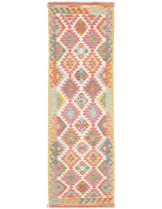 Tappeto Kilim Afghanistan 79x254 Avorio Rosa