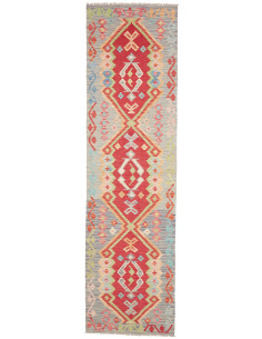 Tappeto Kilim Afghanistan 82x297 Grigio Blu Ros