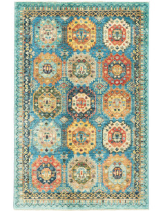 Rug Tribal Pakistan sky blue grey 121x187