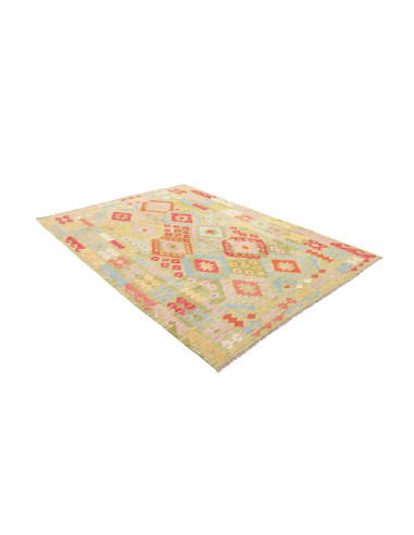 Kilim 182x245 Cm Kilim Afghano, Lana Cardata A Mano, Cotone