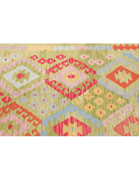 Kilim 182x245 Cm Kilim Afghano, Lana Cardata A Mano, Cotone