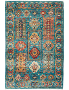 Tappeto Tribal Pakistan 80x121 Turchese Arancio