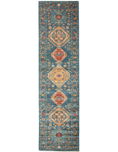Tappeto Tribal Pakistan 80x298 Blu Petrolio Ara