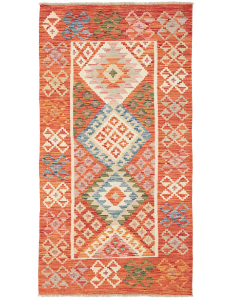 Kilim 103x195 Cm Kilim, Afghanistan, Hand-carded Wool warp: