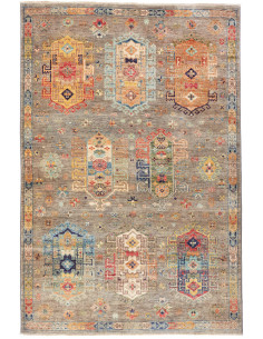 Rug Tribal Pakistan maroon grey 122x181